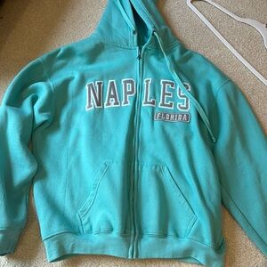 Teal Naples Florida zip up size medium